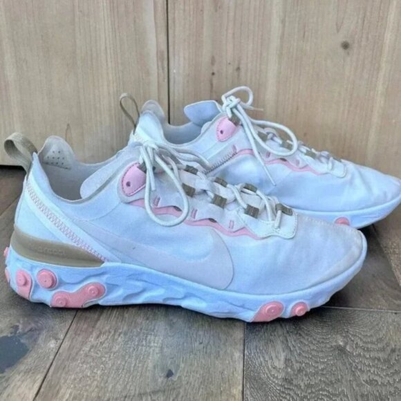Nike React Element Running Shoes Size 10 Ivory Pink Athletic Track Sneakers - Picture 4 of 7